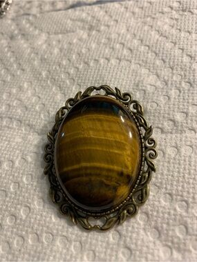 Golden Tiger's Eye Oval Brooch - Women Jewelry